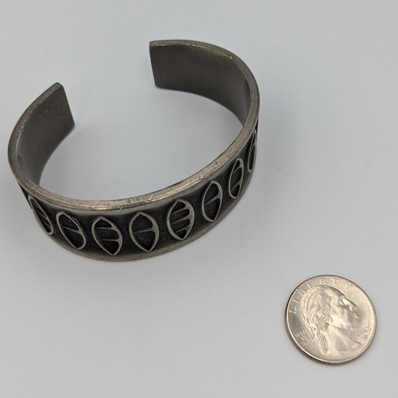 Modernist Abstract Design Norwegian Pewter Bracelet Brodrene Mylius Mid Century - Picture 3 of 9